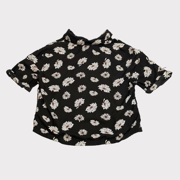 Vans - Woven Cropped Button Up Shirt - Black Floral - Size XS - Picture 5 of 8